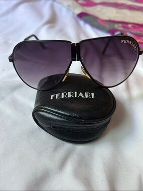Ferrari Black Frame Sunglasses with Purple Gradient Lenses